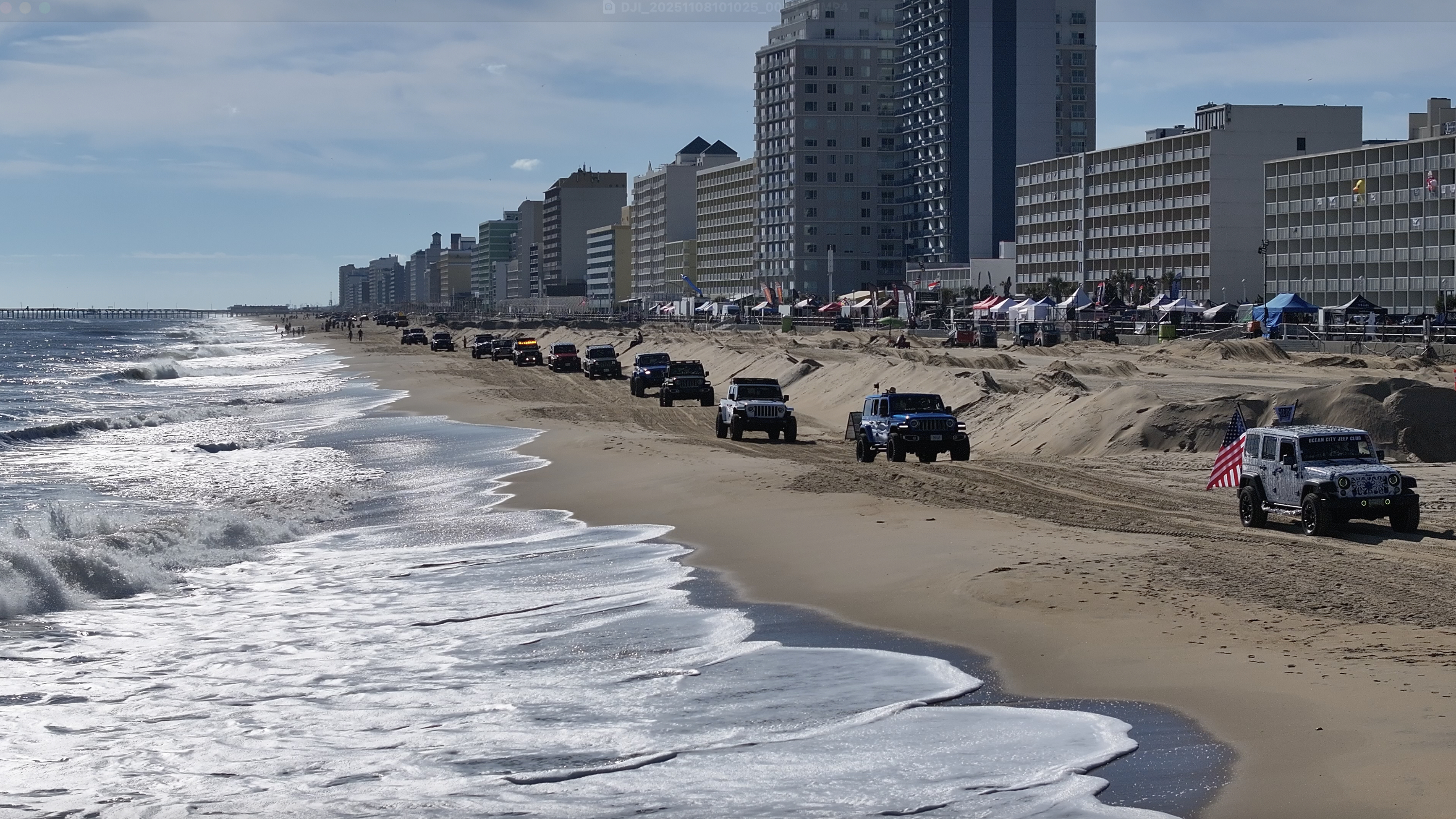 Jeeps cruising down the Boardwalk in Virginia Beach